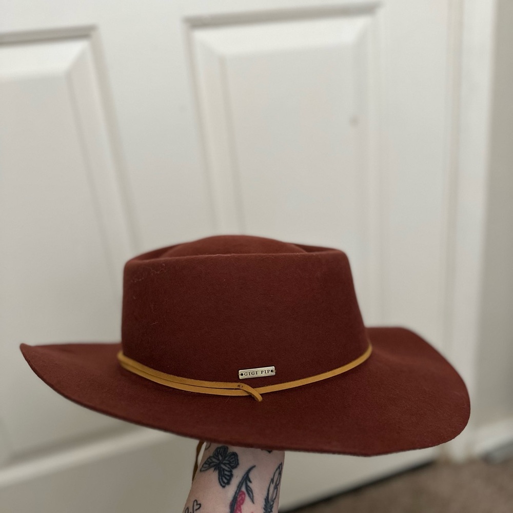 GIGI PIP''s Wren Flat Brim Telescope Crown Hat - Rusty Red - Picture 3 of 6